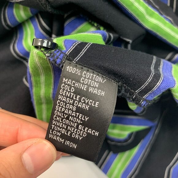 Greg Norman Polo Shirt Mens M Medium Black Striped Cotton Breathable Golf - Picture 8 of 10